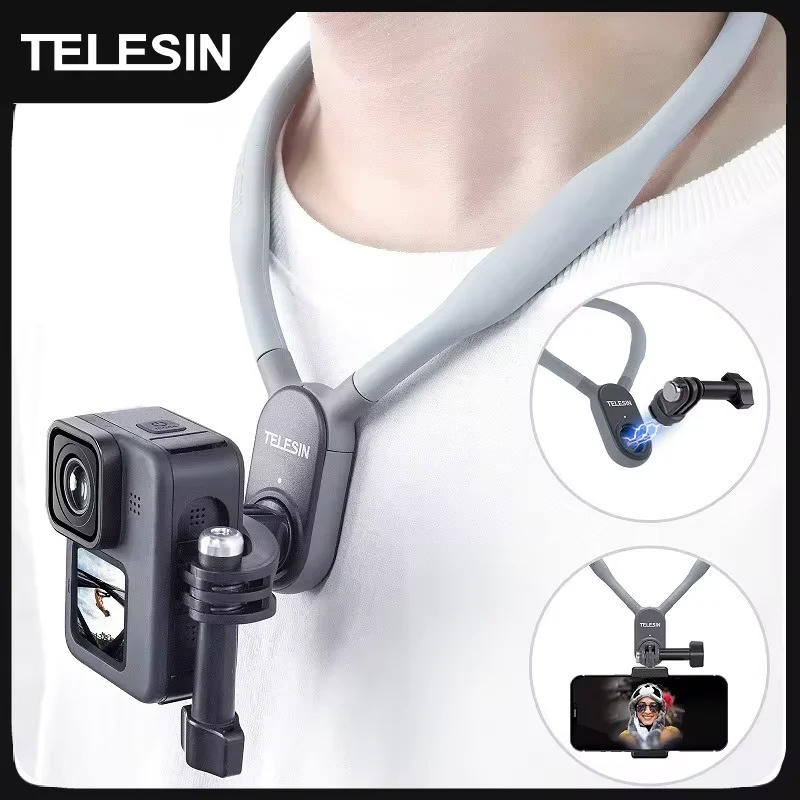 TELESIN Silikon-Halshalterung für GoPro Hero 13 12 11 10 9 8 Insta360 DJI Osmo Action Smartphone Magnetisches Action-Zubehör Image
