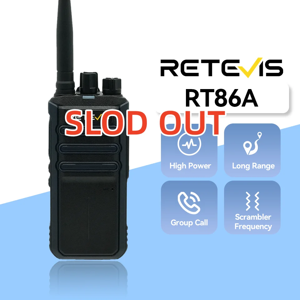 Retevis RT86A Walkie-Talkie, professionell, große Reichweite, lange Akkulaufzeit, langlebig, 2500 mAh, Zwei-Wege-Radio für Outdoor-Geschäfte Image