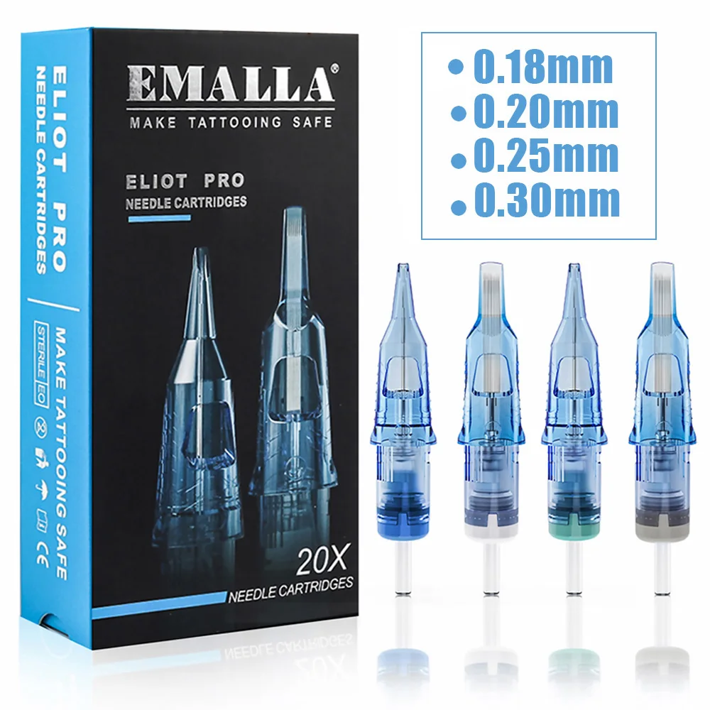20/10 stücke EMALLA Eliot Pro Tattoo Patrone Nadeln RL RS CM MG Sterilisieren Tattoo Permanent Make-Up Patrone Maschine Stift Nadel Image