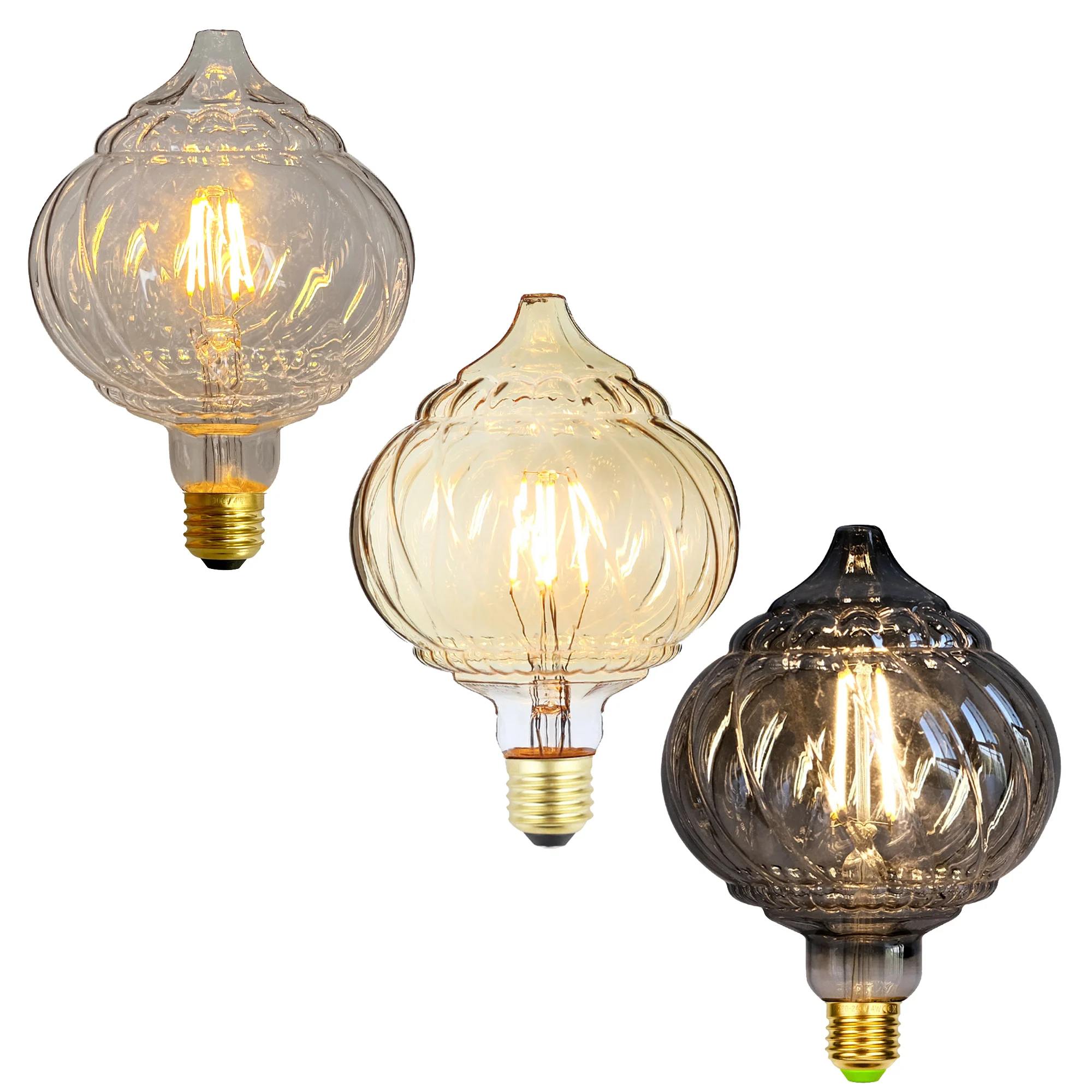 TIANFAN E27 Vintage-LED-Lampe, G125, Laterne, 4 W, 2700 Kelvin, nicht dimmbar, 220–240 V, E27, spezielle dekorative Glühbirne Image