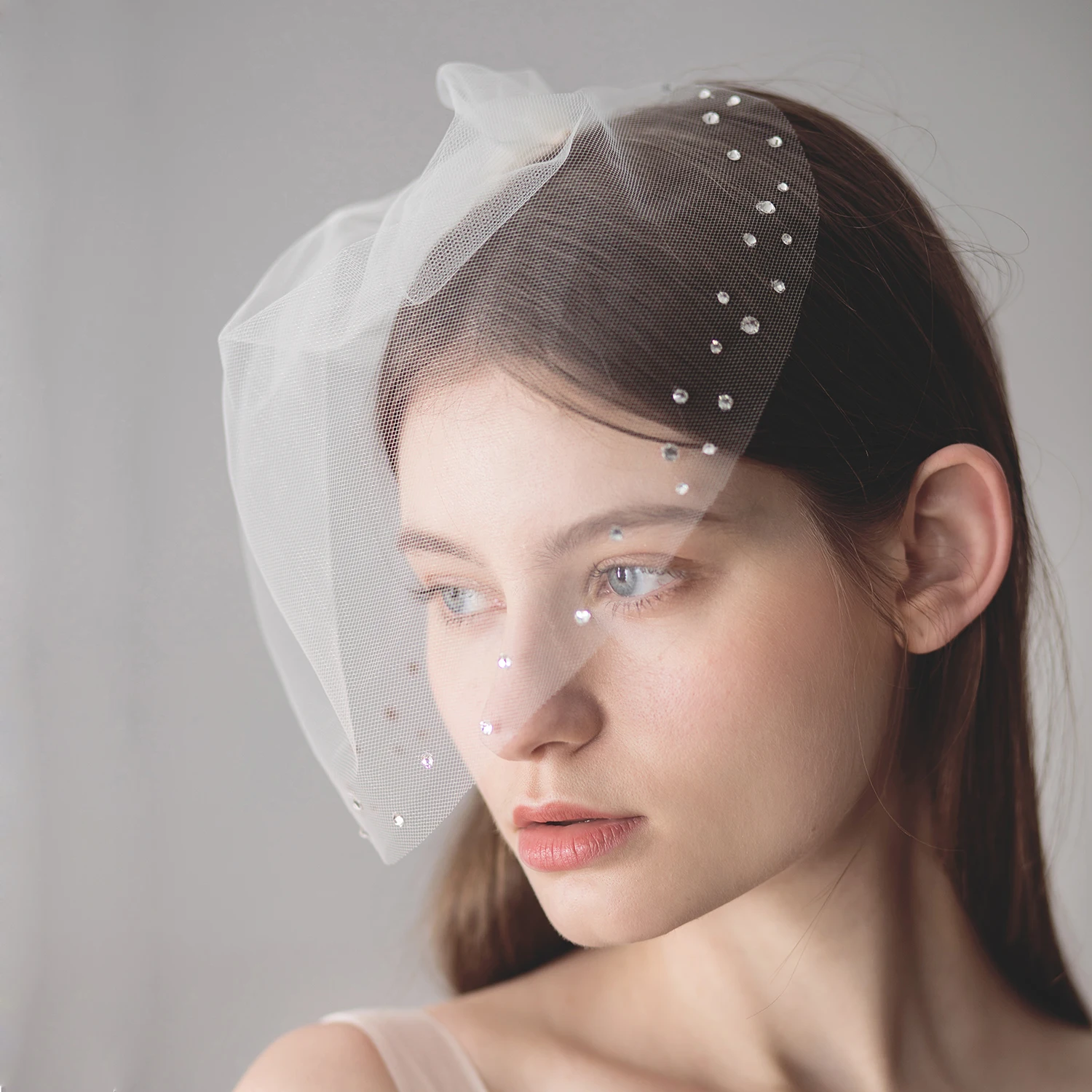 V617 anmutige Hochzeit Braut kurze Rouge weiße Schleier ein schicht ige weiche Netz Schnittkante Braut schleier Frauen Ehe Zubehör Image