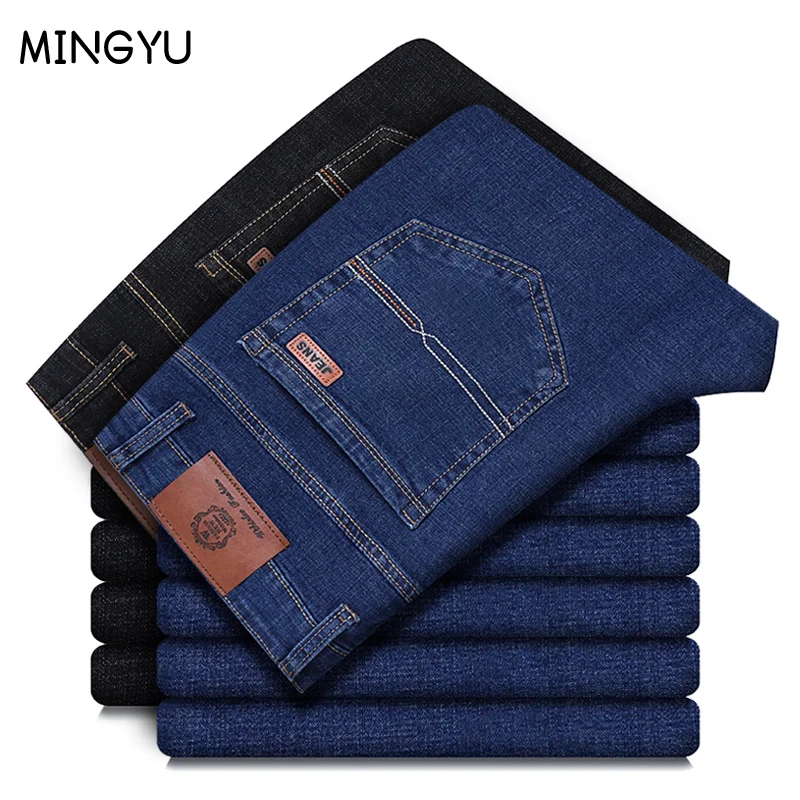 Hohe Qualität Herbst Winter Klassiker Business Jeans Männer Dicke Denim Hosen Gerade Arbeit Casual Hosen Männlich Plus Größe 28-40