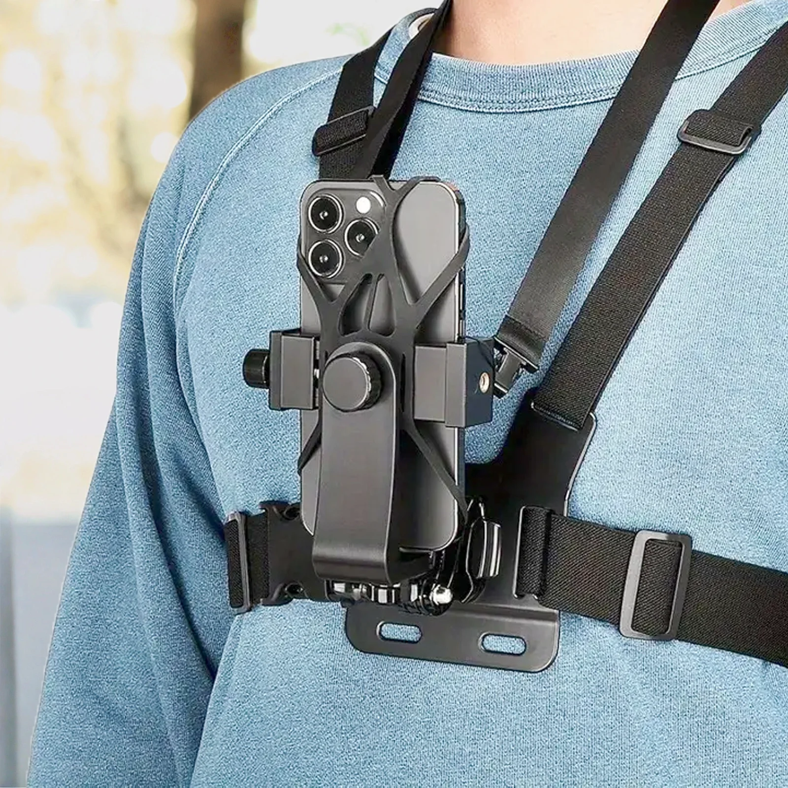 Verstellbarer Kopfbügel- und Brustband-Schießständer für Mobiltelefone und Actionkameras, kompatibel mit GoPro DJI und mehr Image