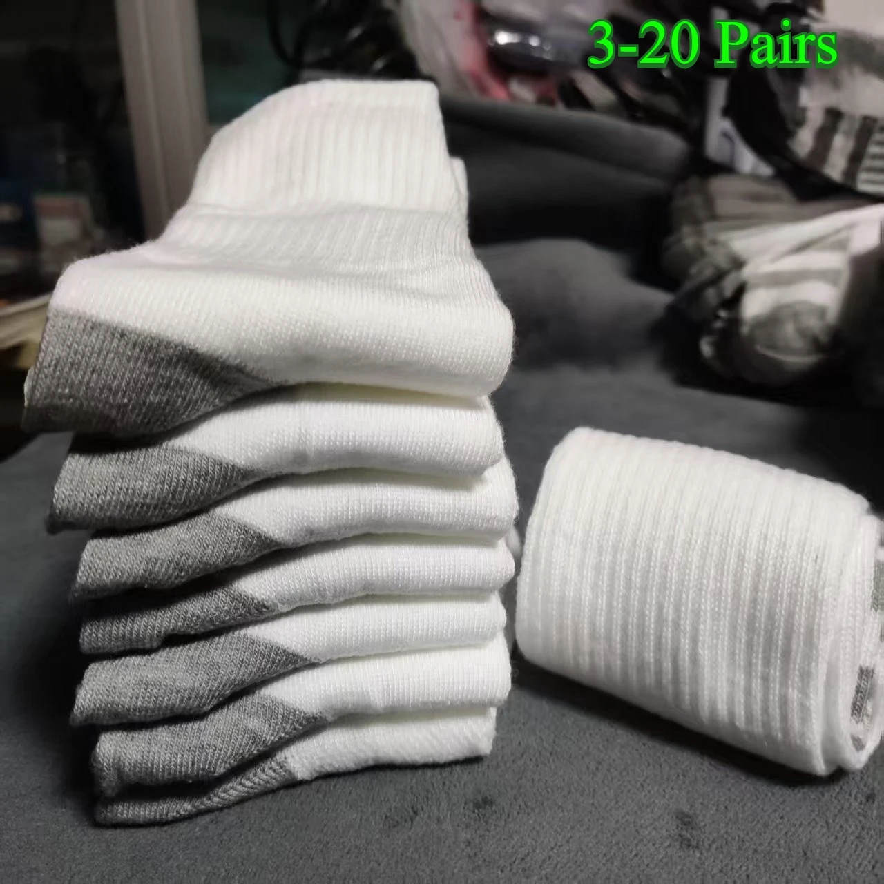 3-20 Pairs männer Outdoor Gym Socken Hohe Qualität Komfortable Weiche Boden-Gripping Fußball große Größe Neue schwarz Weiß Socken männlichen Image