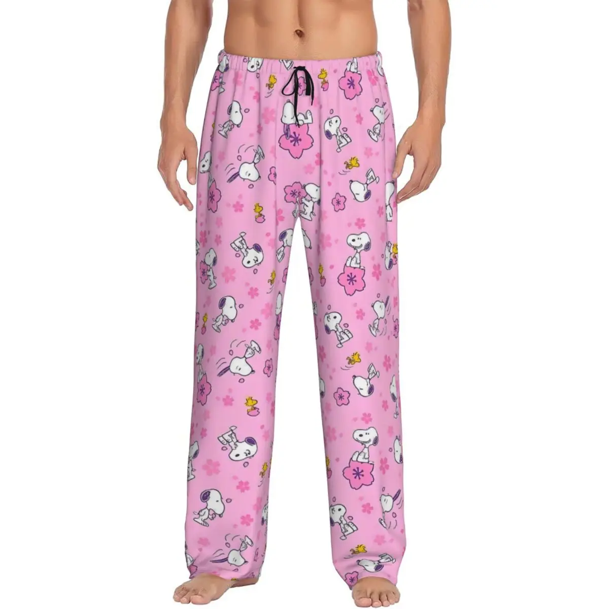 Maßgefertigte S-Dog-Snoopies Pyjamahose für Herren Animations-Schlafanzug Lounge-Schlafhose Dehnbar mit Taschen Image