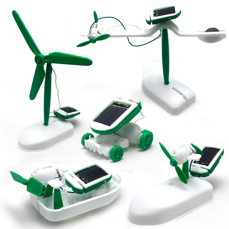 6-in-1 Solar-Power Roboter Kit Montage Schiff Fan Windmühle Auto Spielzeug Wissenschaftliches Labor DIY Kinder pädagogische Gadgets Image