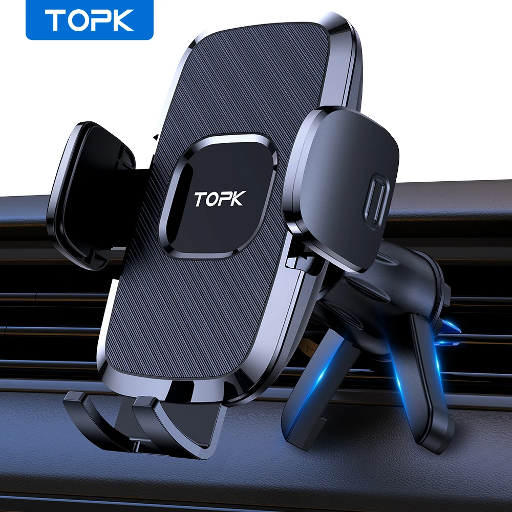 TOPK Autotelefonhalter Lüftungsschlitze Autotelefonhalterung Upgrade Hakenclip Schwerkraft, Aluminium-Autohalterung für iPhone 15 14 13 12 11 Pro Max Image