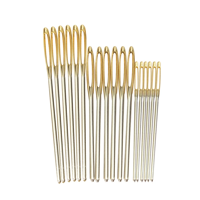 18 teile/satz 7/6/5,2 cm 3 Größen Große Leder Hand Nähen Nadeln Gold Auge Nadel Stickerei tapisserie Hause Wolle DIY Nähen Nadeln