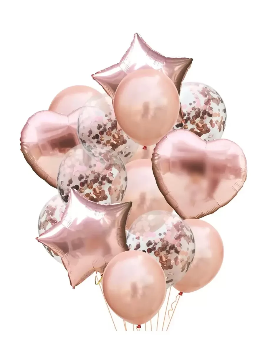 14-teiliges Roségold-Latex- und Folienballon-Dekorationsset für Geburtstag, Hochzeit, Jubiläumsfeier, Partyzubehör, Raumdekoration Image