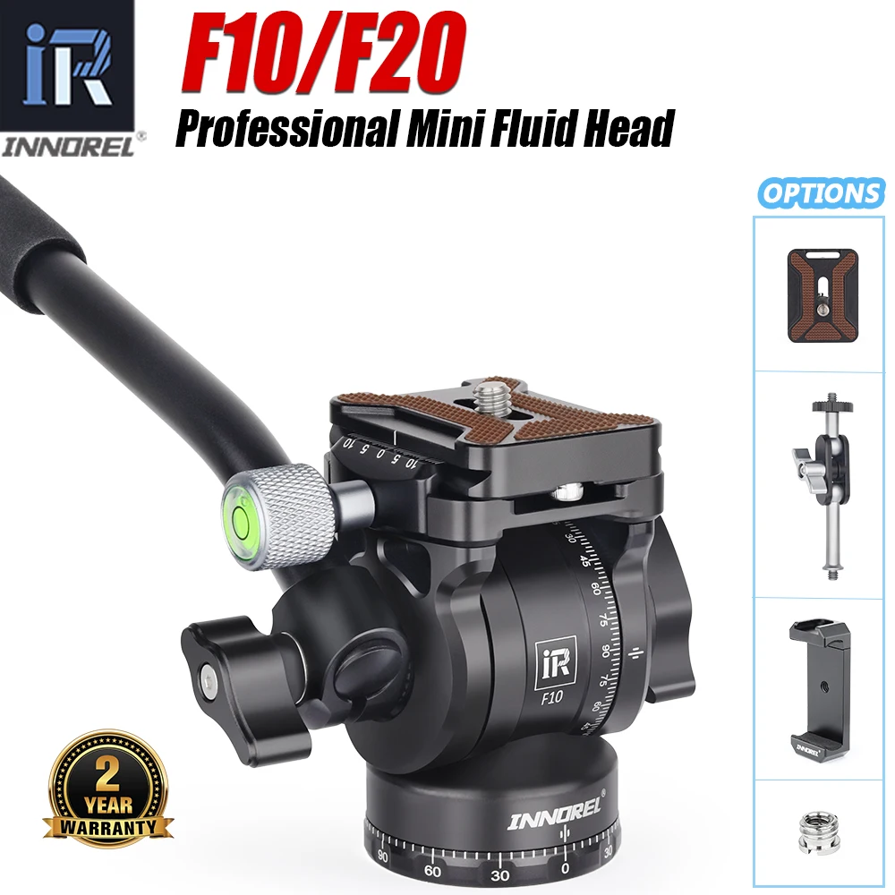 INNOREL F10/F20 Mini Stativ Flüssigkeit Kopf Metall Kamera Video Stativ Kopf mit Arca Swiss Schnellwechselplatte für Video DSLR Kameras Image