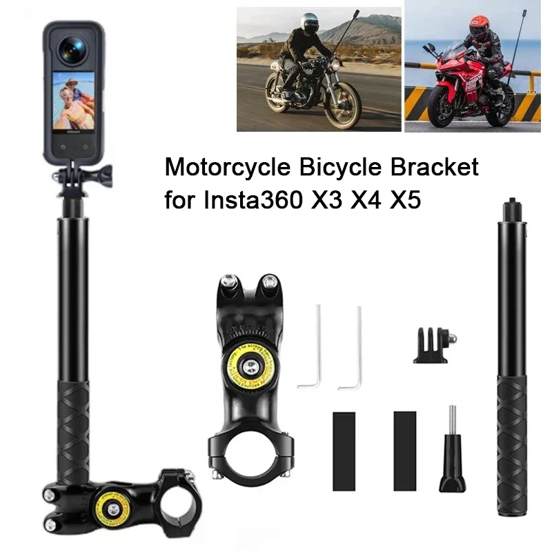Für Insta360 X3 X4 X5 Motorrad Fahrrad Halterung Unsichtbare Selfie Stick für GoPro Hero13 12 11 10 DJI Action Kameras Zubehör Image