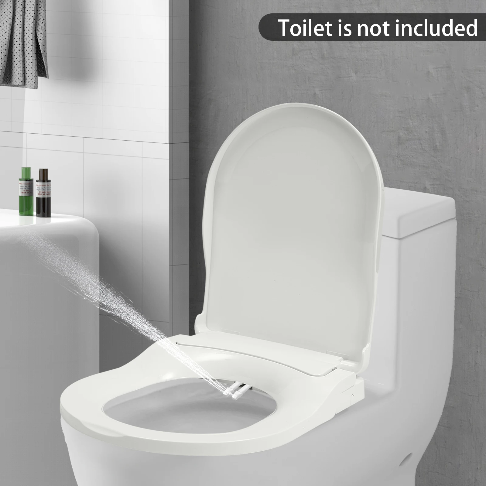 Nicht elektrischer Bidet-Toilettensitz, 3-Loch-Bidet-Sitz, passend für längliche Toiletten, weißes Bidet mit Doppeldüsensystem und einfacher Installation