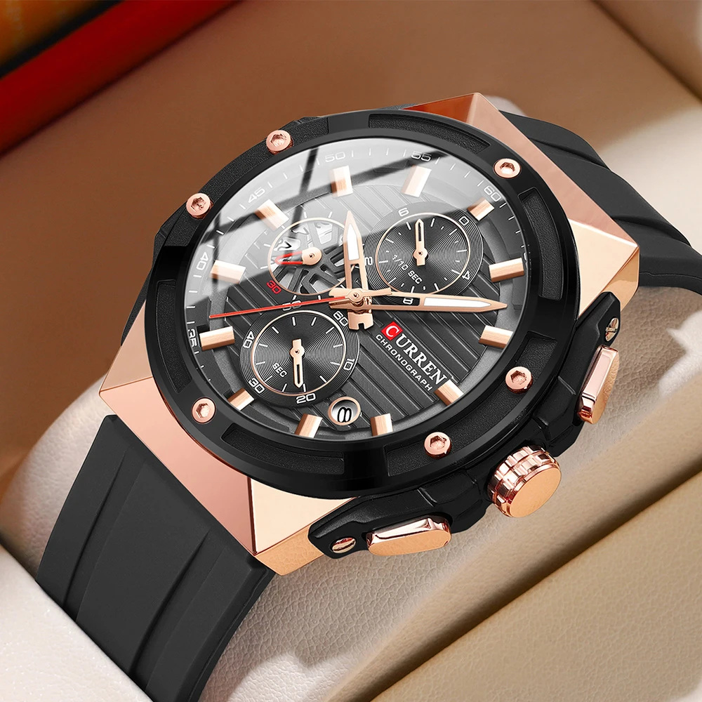 CURREN Top Marke Große Zifferblatt Chronograph Quarzuhr Männer Sport Uhren Militär Männliche Armbanduhr Uhr relogio masculino Image