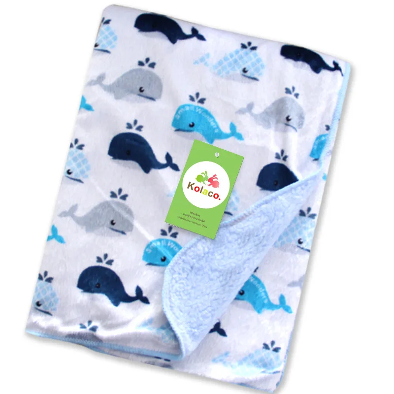 2024 neue Baby decke bedruckt und verdickt doppelt warme Baby decke kurze Wolldecke 102*76cm Image