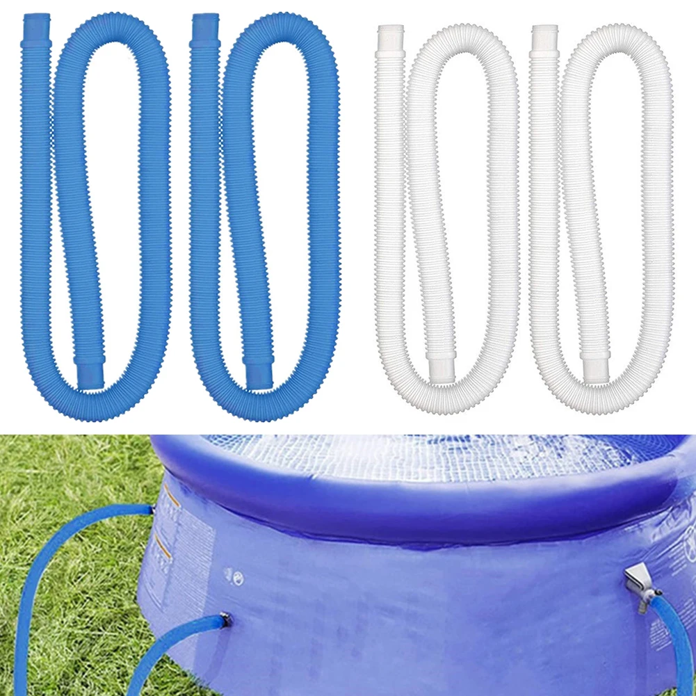 2 Stück 1 m für Intex 1-1/4 Zoll Zubehörschlauch oberirdische Pool-Schwimmbadpumpe blau-weißer Ersatzschlauch Image