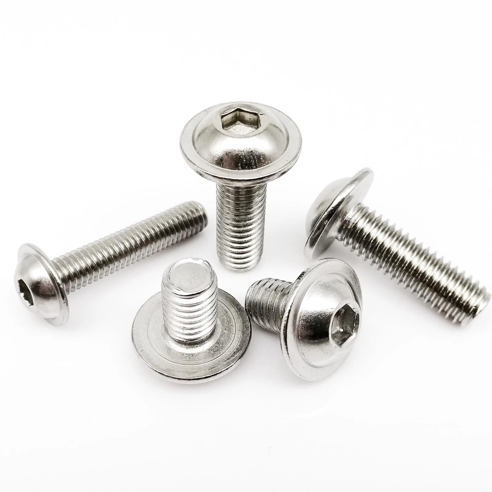 Innensechskant-Innensechskant, runder Knopfkopf mit Unterlegscheibe, Kragenbolzen, Schraube M2 M2,5 M3 M4 M5 M6 M8 ISO7380.2 304 A2 Edelstahl Image