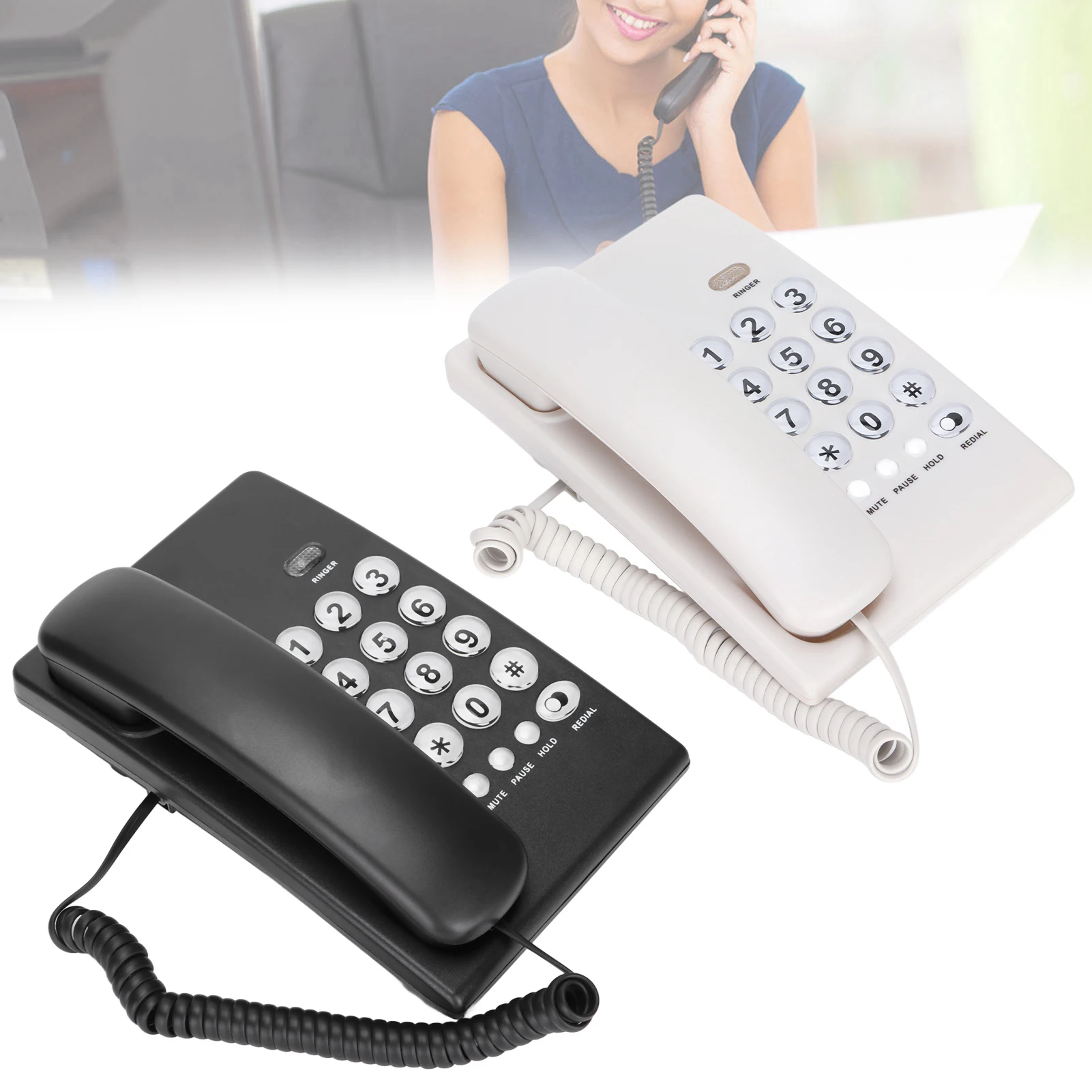 KXT504 Desktop-Schnurgebundenes Telefon, multifunktionales Festnetztelefon mit großer Taste für Zuhause, Hotel, Festnetztelefon mit großer Taste