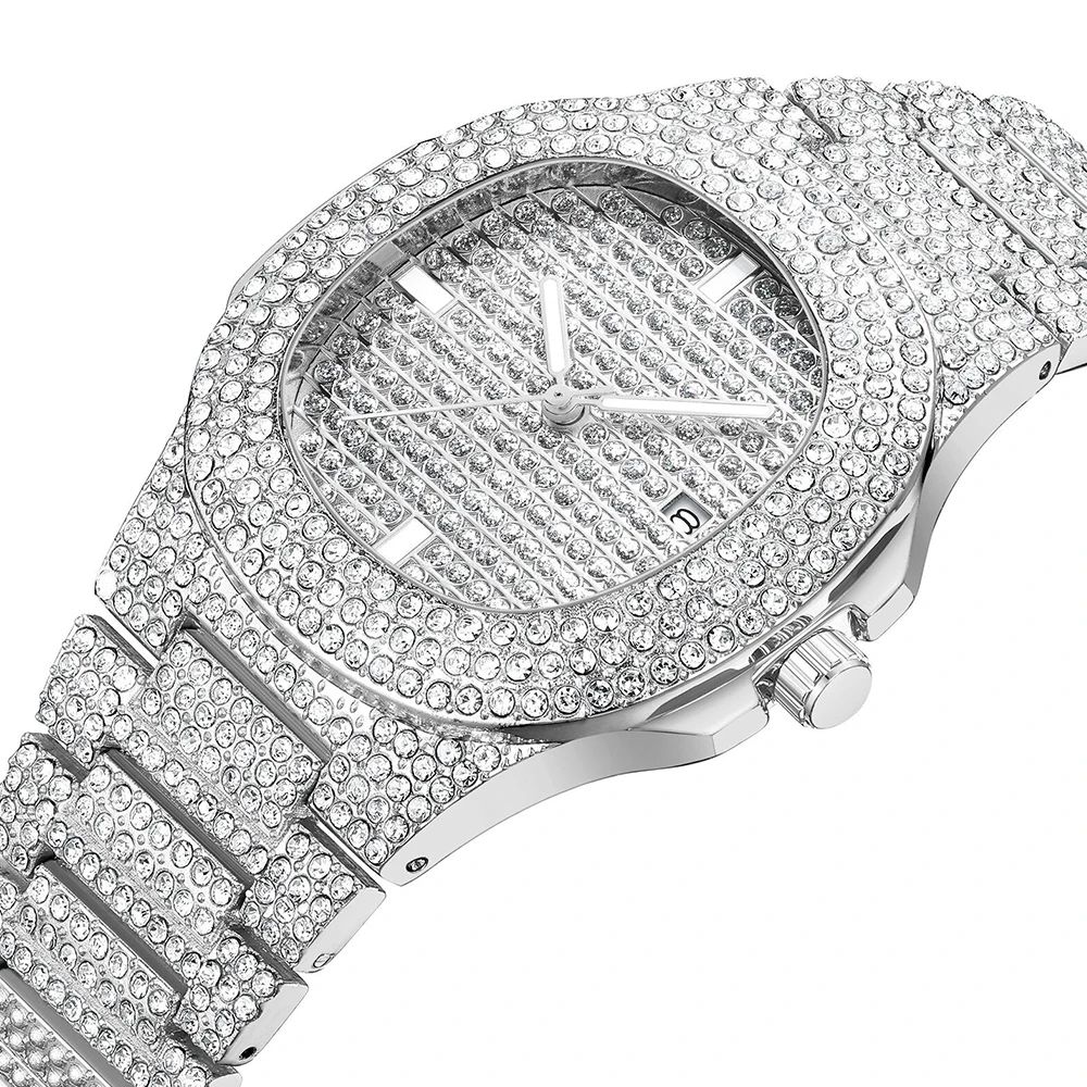 Mode Hot Unisex Uhr Iced Out Quarzuhr Männer Diamant Stahl Hip Hop Uhren Top Marke Luxus Frau Uhr reloj hombre