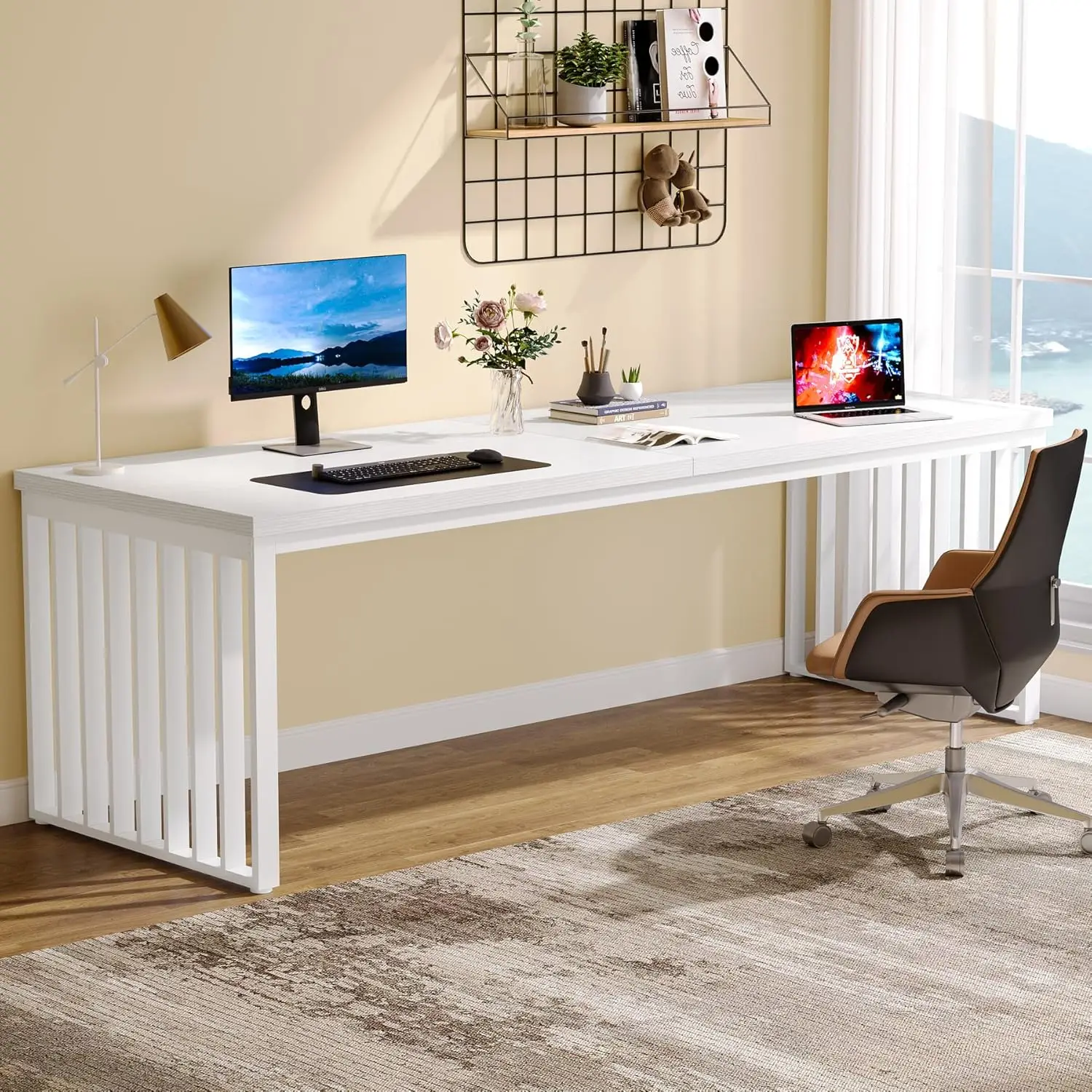 180-cm-Schreibtisch, großer Computertisch, PC-Tisch, Bürotisch, Arbeitsplatz für das Heimbüro, Heimtisch, Konferenztisch