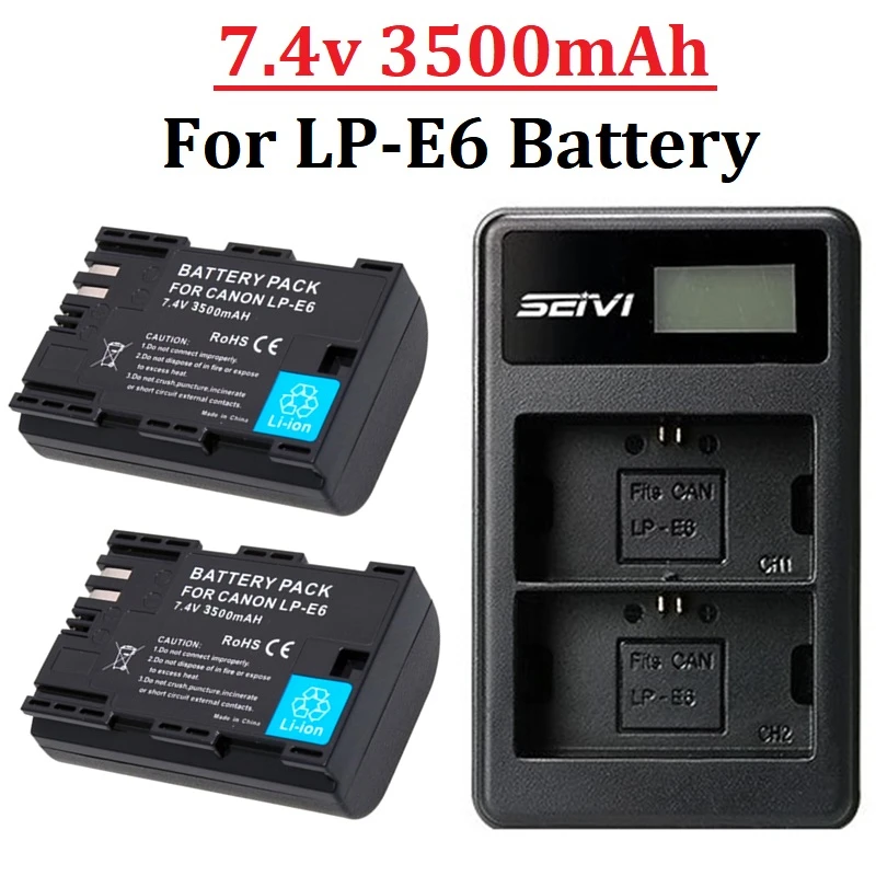 3500 mAh LP E6 LPE6 LP-E6 E6N Batterie oder LED Dual Ladegerät Für Canon EOS 5DS R 5D Mark II 5D Mark III 6D 7D 70D 80D Kamera Image
