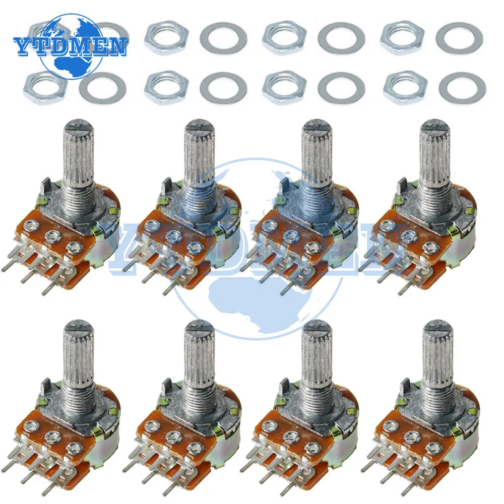 10PCS WH148 15mm/20mm 6pin Dual-gang Potentiometer 10K 1K 2K 5K 20K 50K 100K 250K 1M Variable Widerstand für Audio Lautstärkeregler Image