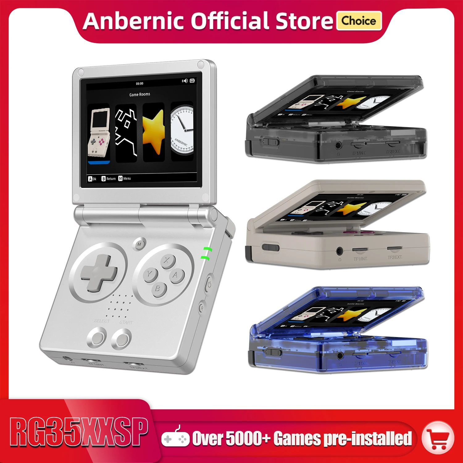 ANBERNIC RG35XXSP Flip Tragbare Retro Handheld Spielkonsole 3,5 Zoll IPS Bildschirm 64 Bit Linux System HDMI-kompatibel 64G 5K Spiele Image