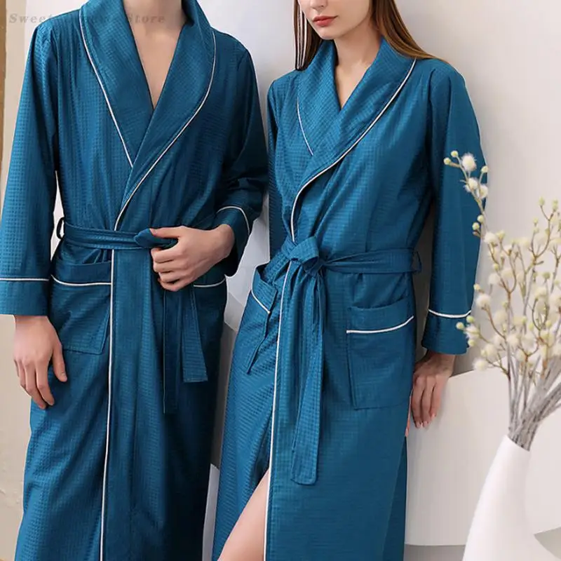 Plus Größe 5XL Hotel Paar Bademantel Lange Ärmeln Robe Kimono Kleid männer Lose Beiläufige Hause Kleidung Weibliche Sexy Nachtwäsche pyjama Image