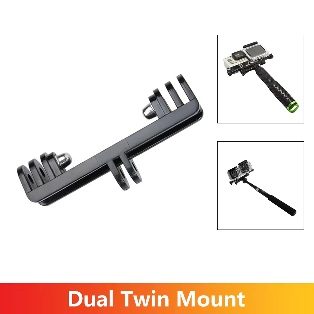Dual Twin Mount Doppelkopf-Stativadapter für GoPro Hero 13 12 11 10 9 Insta360 SJCAM AKASO DJI OSMO Action-Kamera-Zubehör Image
