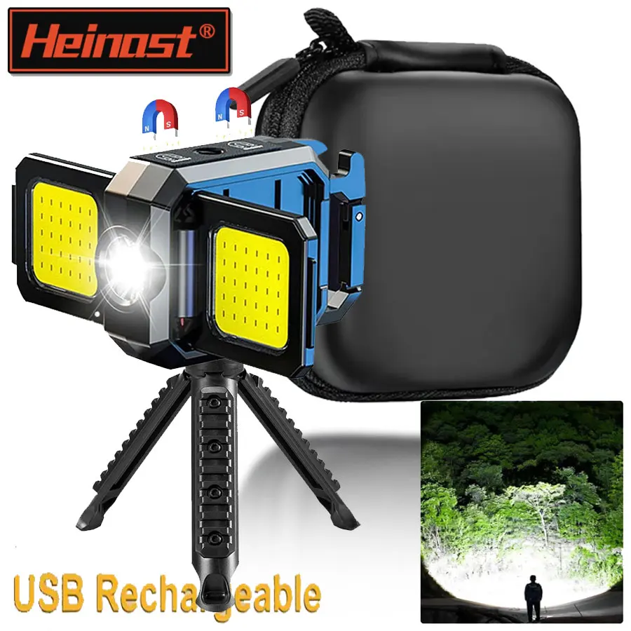 Taschenlampe Mini Schlüsselanhänger Licht COB Arbeitslicht USB wiederaufladbare Lampe mit 90er ° Faltbare Seitenlichter, multifunktionale tragbare Taschenlampe Image