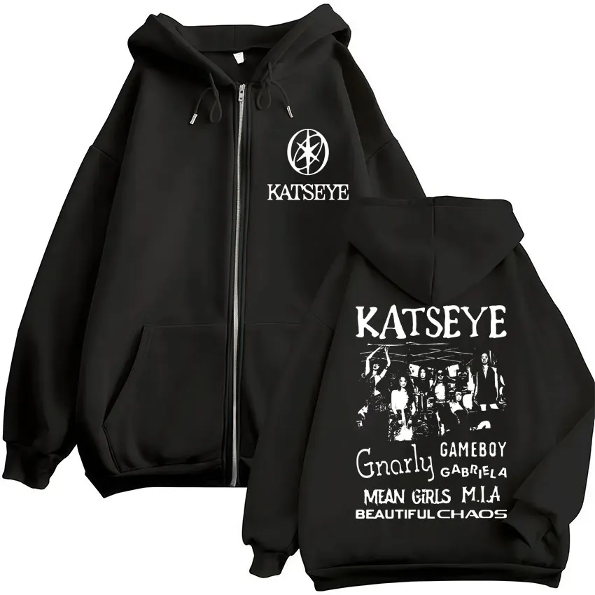 Kpop Katseye Schöne Chaos Album Zip Up Hoodies Mode Vintage Koreanische Strickjacke Sweatshirt Männer Frauen Fleece Übergroße Jacken Image