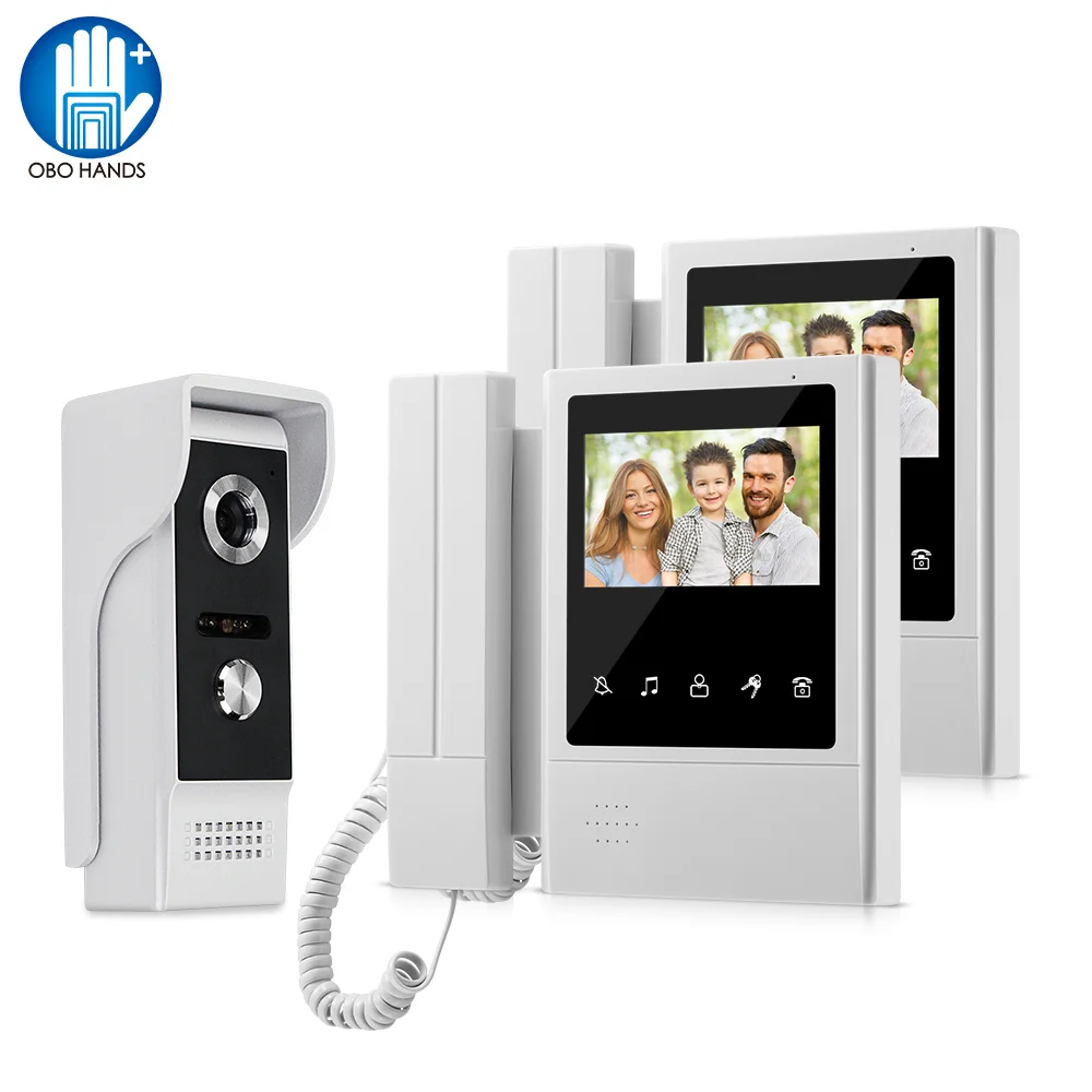 Wired 4,3 zoll Video Türklingel Intercom System Handheld Tür telefon Monitor Wasserdichte Outdoor Kamera Farbe 700TVL Nachtsicht
