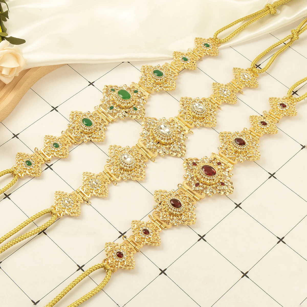 Marokkanischer Kaftan-Gürtel für Frauen, Hochzeitskleid, goldfarben, Bauchkette, Schmuck, arabische Robe, Bijoux, Brautgeschenk, längenverstellbar Image