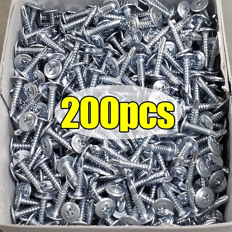 Selbstschneidende Schrauben aus Edelstahl, runde Unterlegscheibe aus Metall, flacher Kopf, Kreuzschlitz, selbstbohrende Schraubenbefestigungen für Holzblech Image