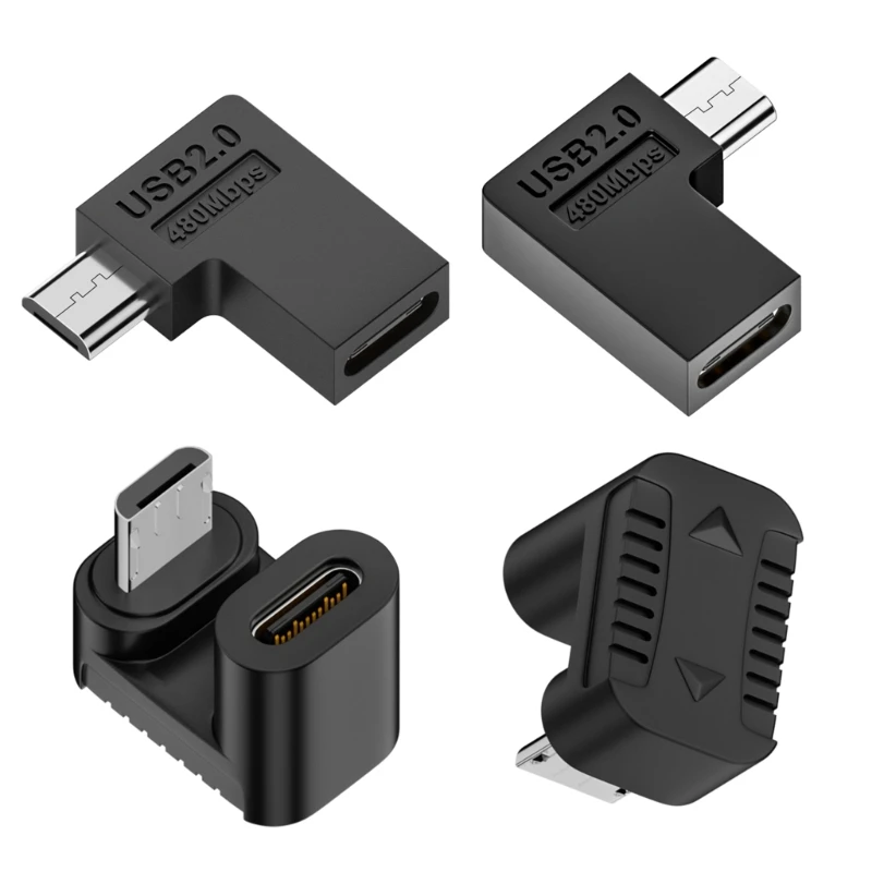 90/180 Grad USB Typ C Buchse zu Micro USB Stecker Adapter Anschluss Typ C Micro USB Ladegerät Adapter für Xiaomi Huawei Samsung Image