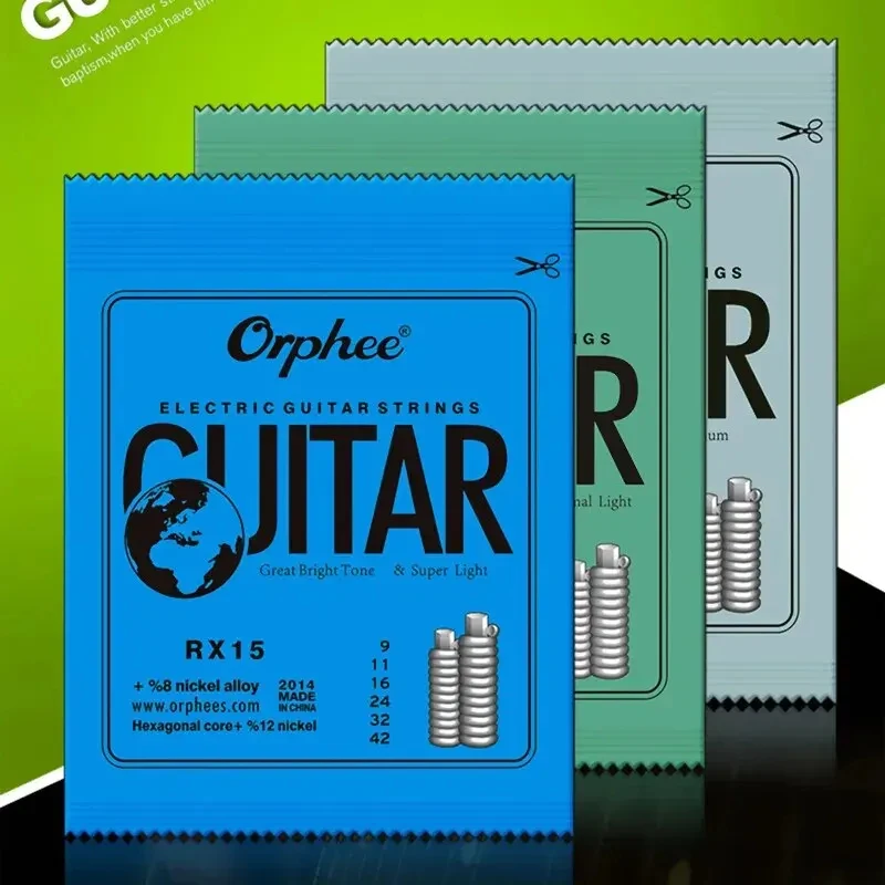 Orphee Rx15/Rx17/Rx19 E-Gitarrensaiten, Nickellegierung, ultraleichte Spannung, Musikinstrumentenzubehör Image