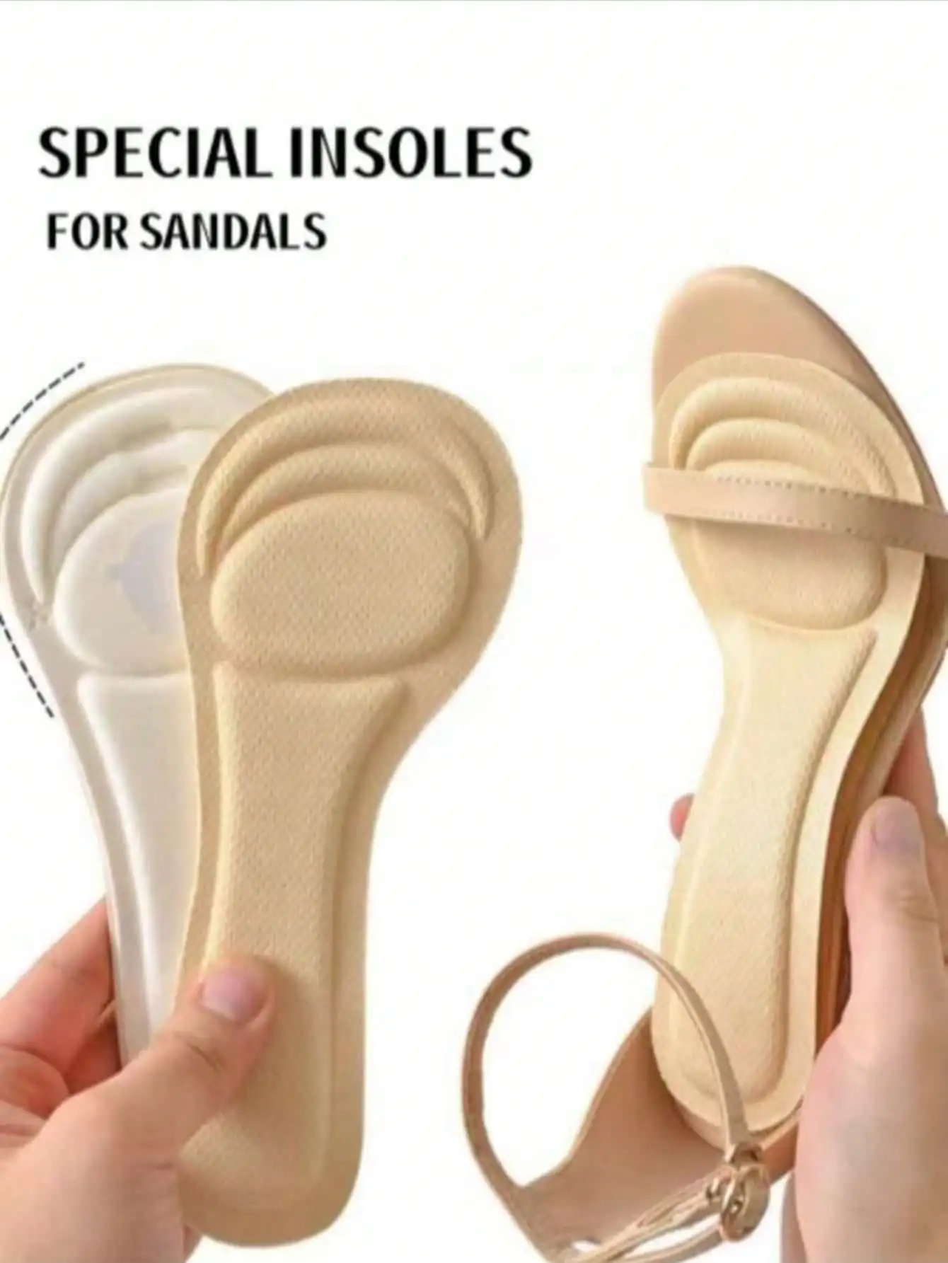 1 Paar Damen-Einlegesohlen mit hohem Absatz | Selbstklebendes, schweißabsorbierendes Design | Atmungsaktive rutschfeste Matte | Superweiche Vorfußpolster lindern Schmerzen bei High Heels | 7/10 Länge Einlegesohlen Image