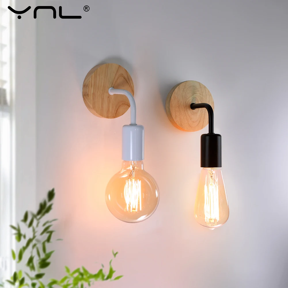 Retro Holz Wandleuchte E27 220V 110V Vintage Wandleuchte Wandleuchte Nachttisch Retro Lampe Indoor Home Decor Schlafzimmer Lichter