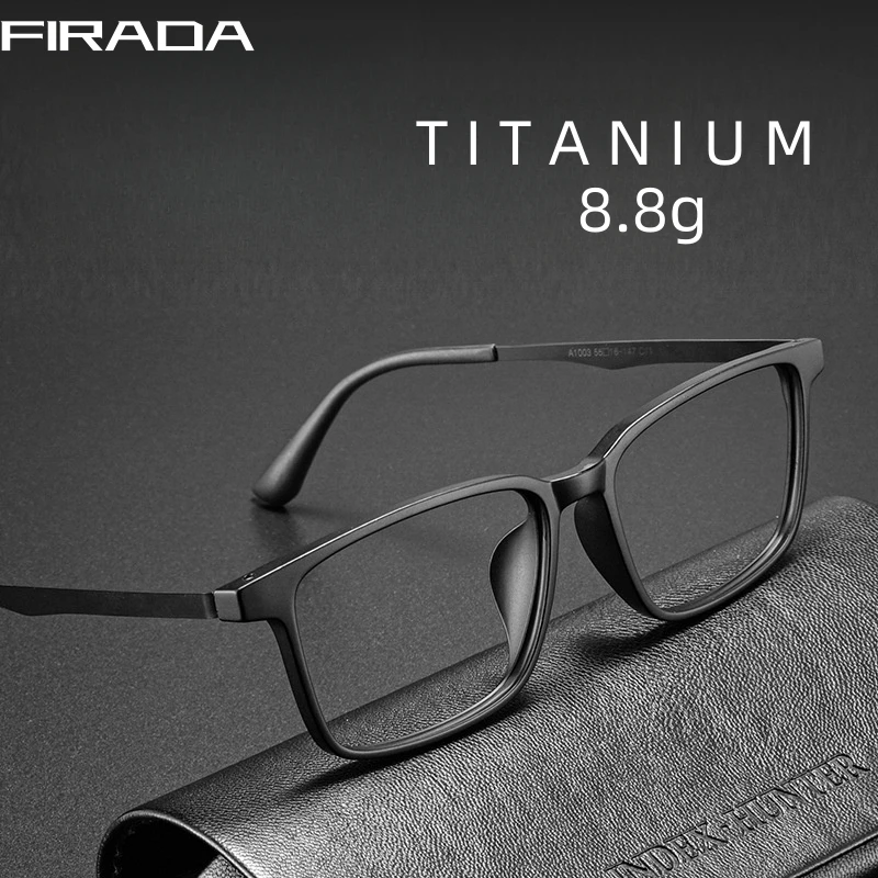 FIRADA Mode Komfortable Gläser Retro Business Titan Brillen Platz Optische Brillen Rahmen Für Männer A1003 Image