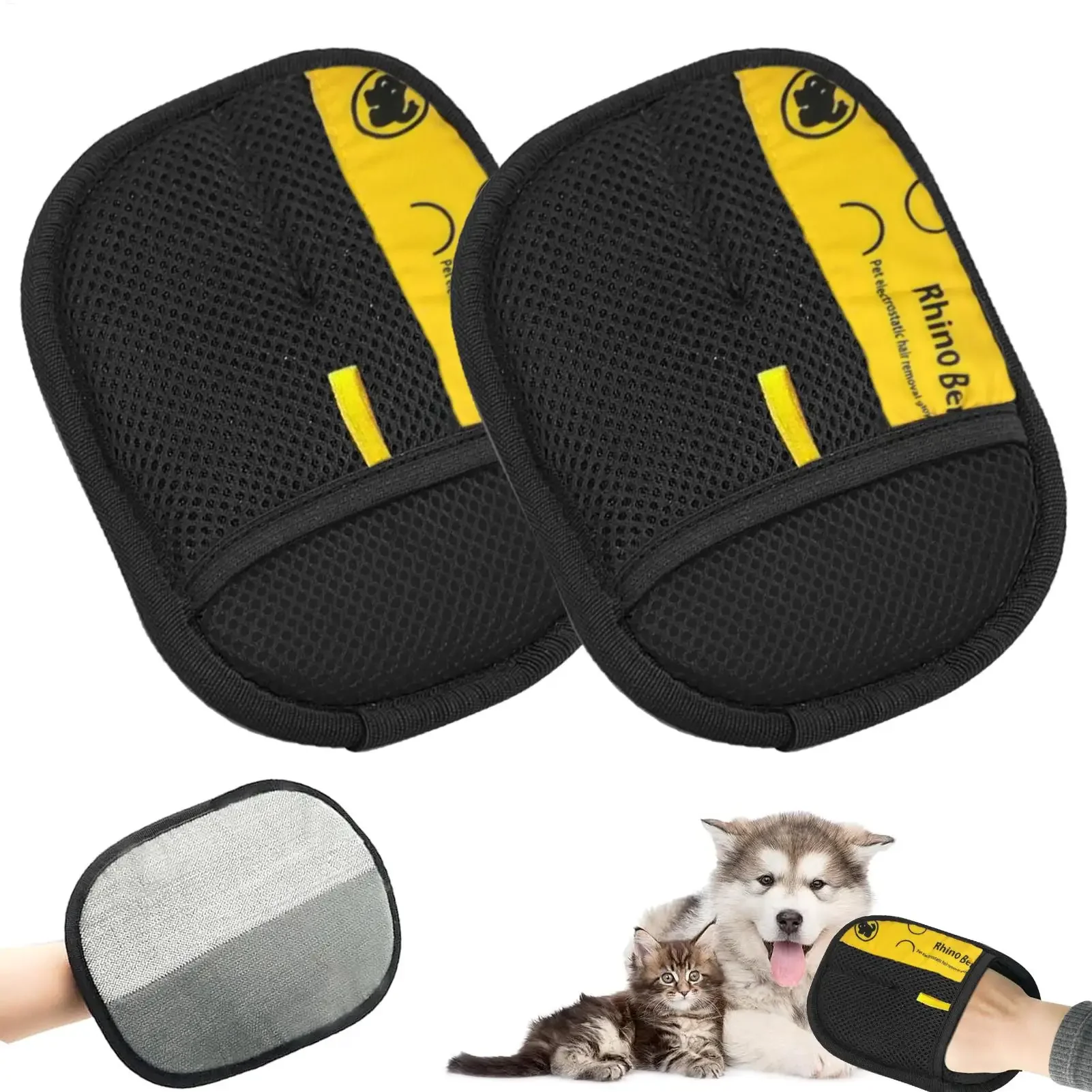 Katzenpflege-Handschuhe, elektrostatische Tierhaar-Entfernungsbürste zum Reinigen von Sofa, Teppich, Kleidung, doppelseitiger Tierhaar-Entferner Image