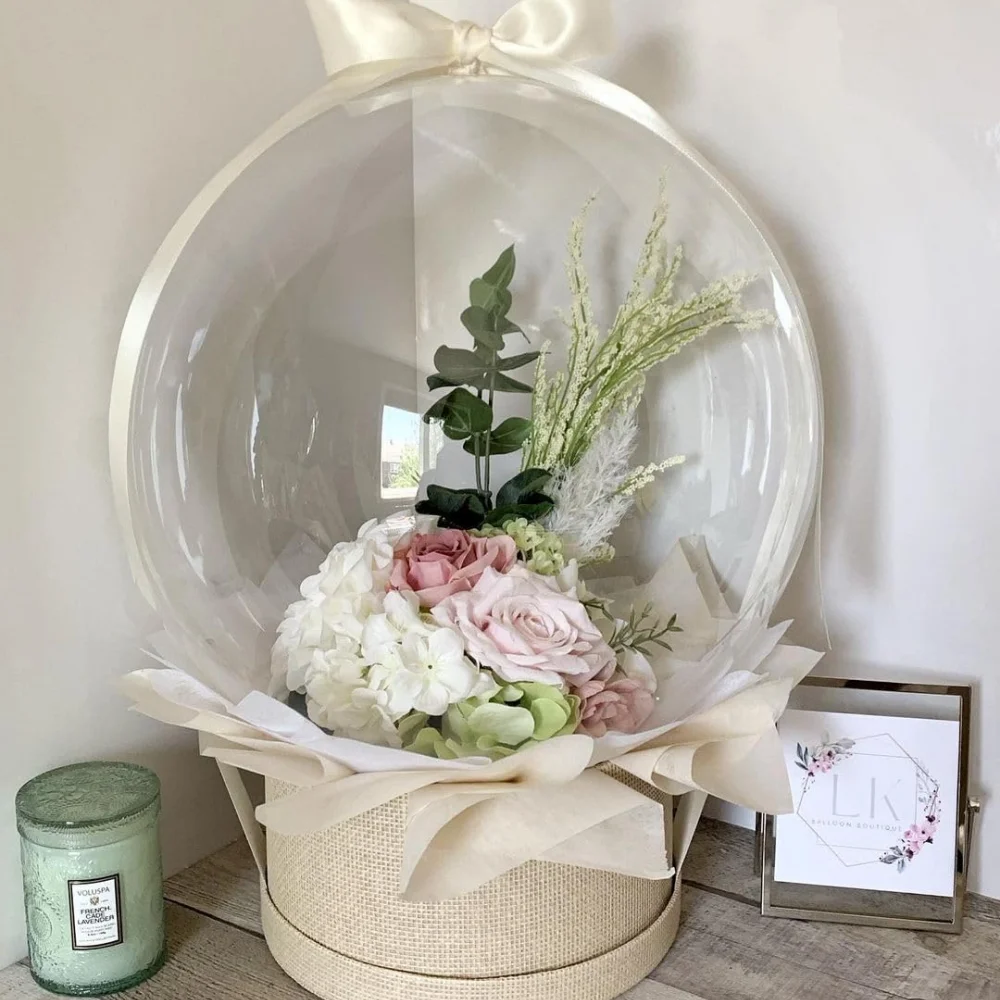 Transparenter Bobo-Ballon zum Füllen von Blumen, LED-Leuchten, Valentinstag, Hochzeit, Geburtstag, Abschlussfeier, Dekoration Image