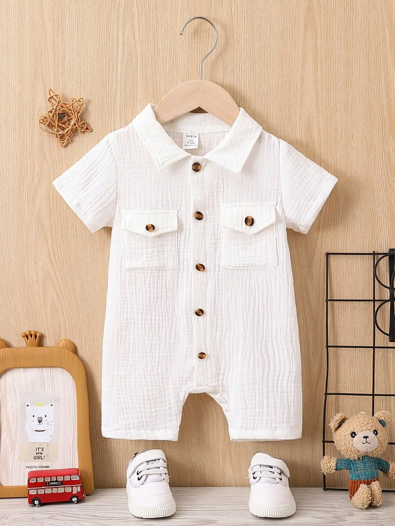 Sommer Casual Komfort Weiche Einfarbig Einfache Baumwolle Kurzarm Strampler Baby Mädchen Tasche Mode Baby-Body Image