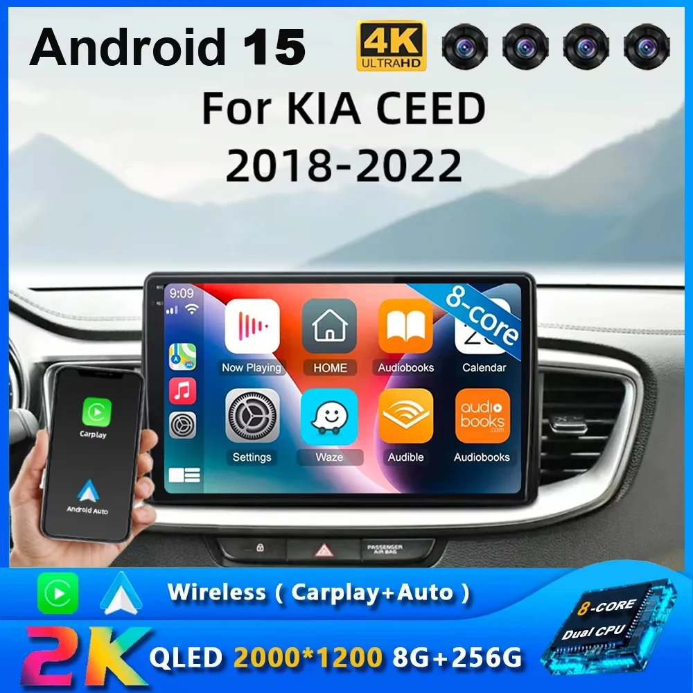 Android 15 Auto Radio Carplay + Auto Für Kia Ceed 3 CD 2018 2019 2020 2021 2022 Navigation GPS multimedia Video Player Stereo WiFi Image