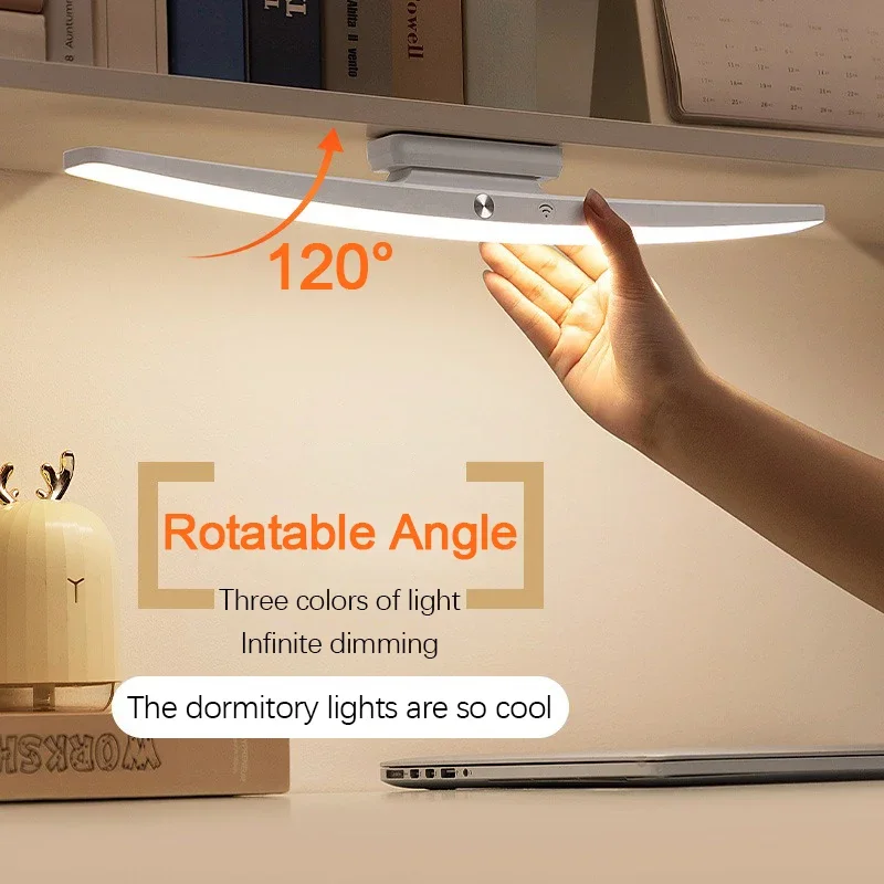 LED-Schreibtischlampe zum Aufhängen, magnetische Tischlampe, Touch-USB, wiederaufladbar, stufenloses Dimmen, Schrank, Schrank, Kleiderschrank, tragbares Nachtlicht