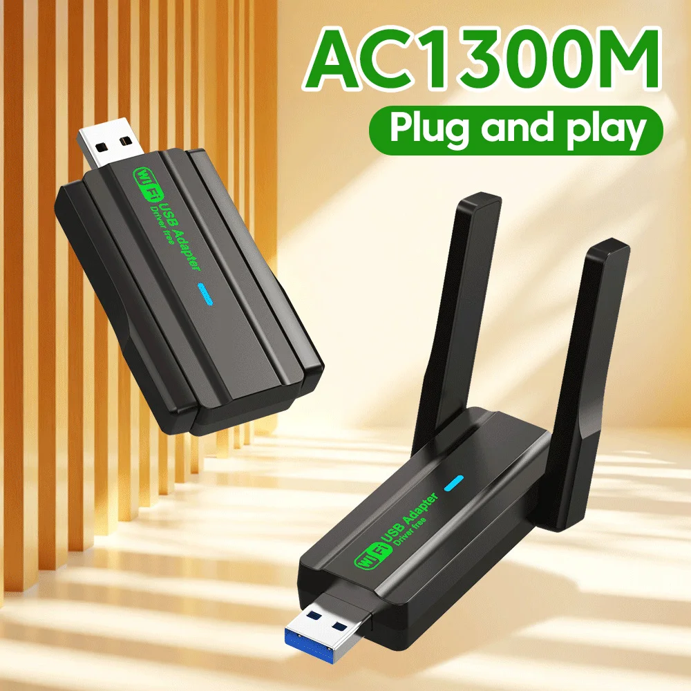 650 Mbit/s/1200 Mbit/s WiFi5 USB-Adapter Dualband 2,4 G + 5 G Wi-Fi-Dongle-Antenne 802.11AC Treiberfreier Hochgeschwindigkeits-Wireless-Kartenempfänger Image