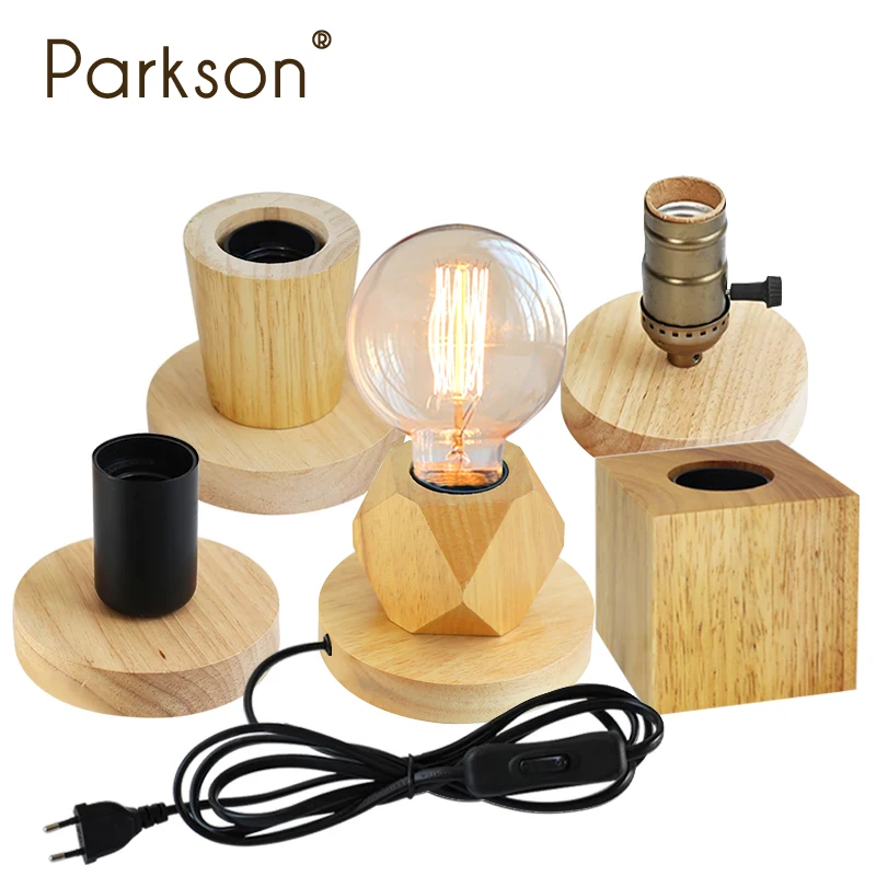 Moderne Holz Tischlampe Retro E27 Schreibtisch Deco Licht Innen Kunst Lampen Wohnzimmer Schlafzimmer Nachttisch Dekoration Bar Lichter Basis EU Stecker
