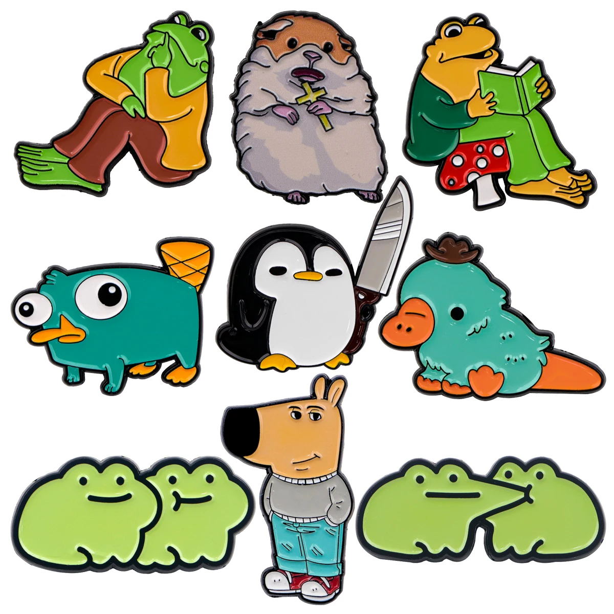 Schöne Tiere Emaille Pins Metall Frösche Brosche Rucksack Hut Tasche Kragen Revers Abzeichen Männer Frauen Mode Schmuck Sammlung Geschenk Image
