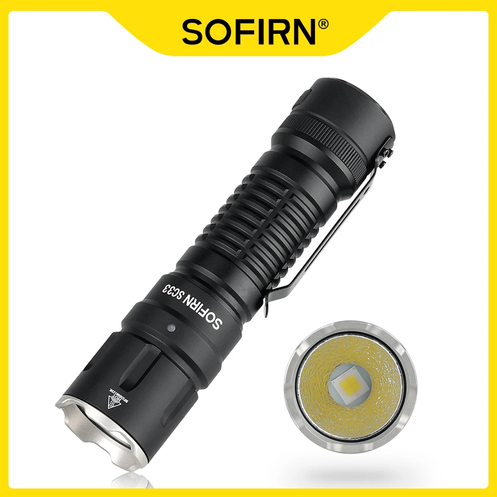 Sofirn SC33 XHP70.3 HI LED 21700 wiederaufladbare taktische Taschenlampe 5200 lm USB C mit Schwanz E-Schalter Außenleuchte
