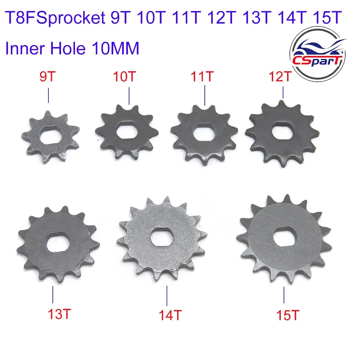9 10 11 12 13 14 15 Zahn 9T 10T 11T 12T 13T 14T 15T T8F Kettenrad 10MM für Razor EVO IZIP 500W 1000W Elektroroller Image