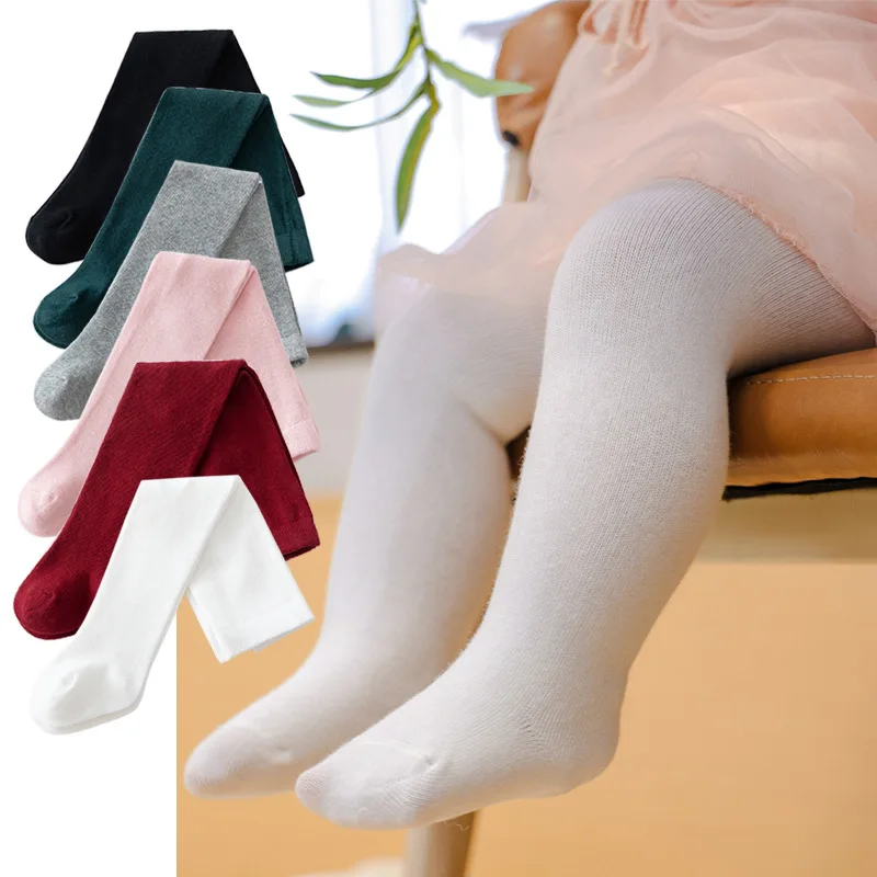 Kleinkind Baby Mädchen Strumpfhosen Gestrickte Strümpfe für Mädchen Baumwolle Neugeborenen Strumpfhosen Für Mädchen Casual Weiß Schwarz Rosa Kleinkind Strumpfhosen Image