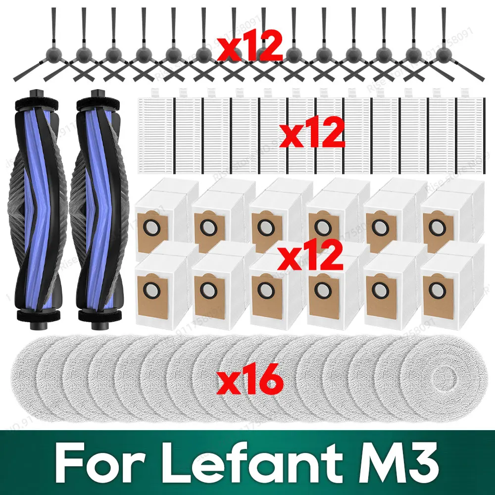 Kompatibel für Lefant M3 / M3 MAX / M3L Zubehör Hauptbürste Filter Mopp Tuch Staubbeutel Ersatzteile